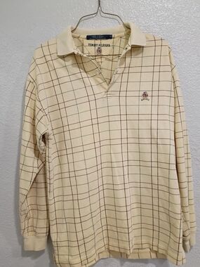 Tommy Hilfiger Men’s Yellow Vintage Plaid Long-Sleeve Polo Shirt